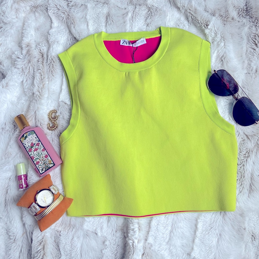 Zara Neon Knit Crop Top